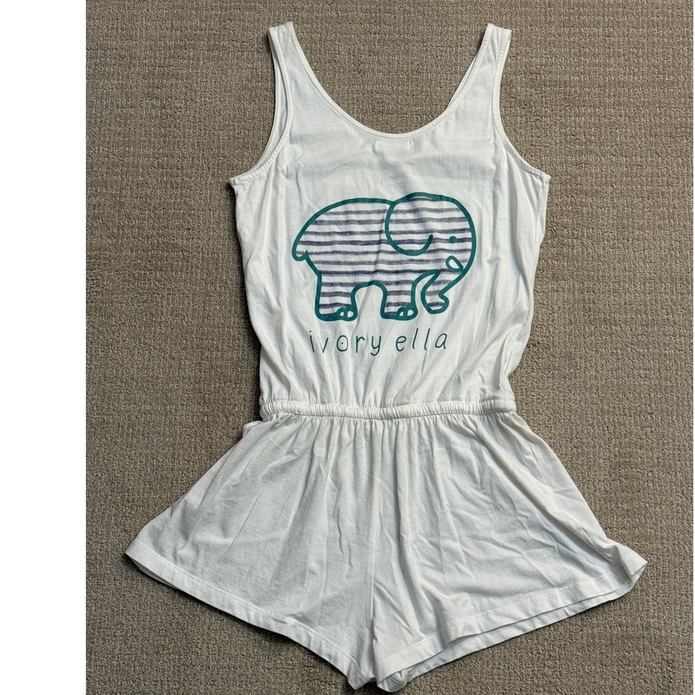 Ivory Ella‎ Romper Drawstring Waist Casual Comfy White Size S